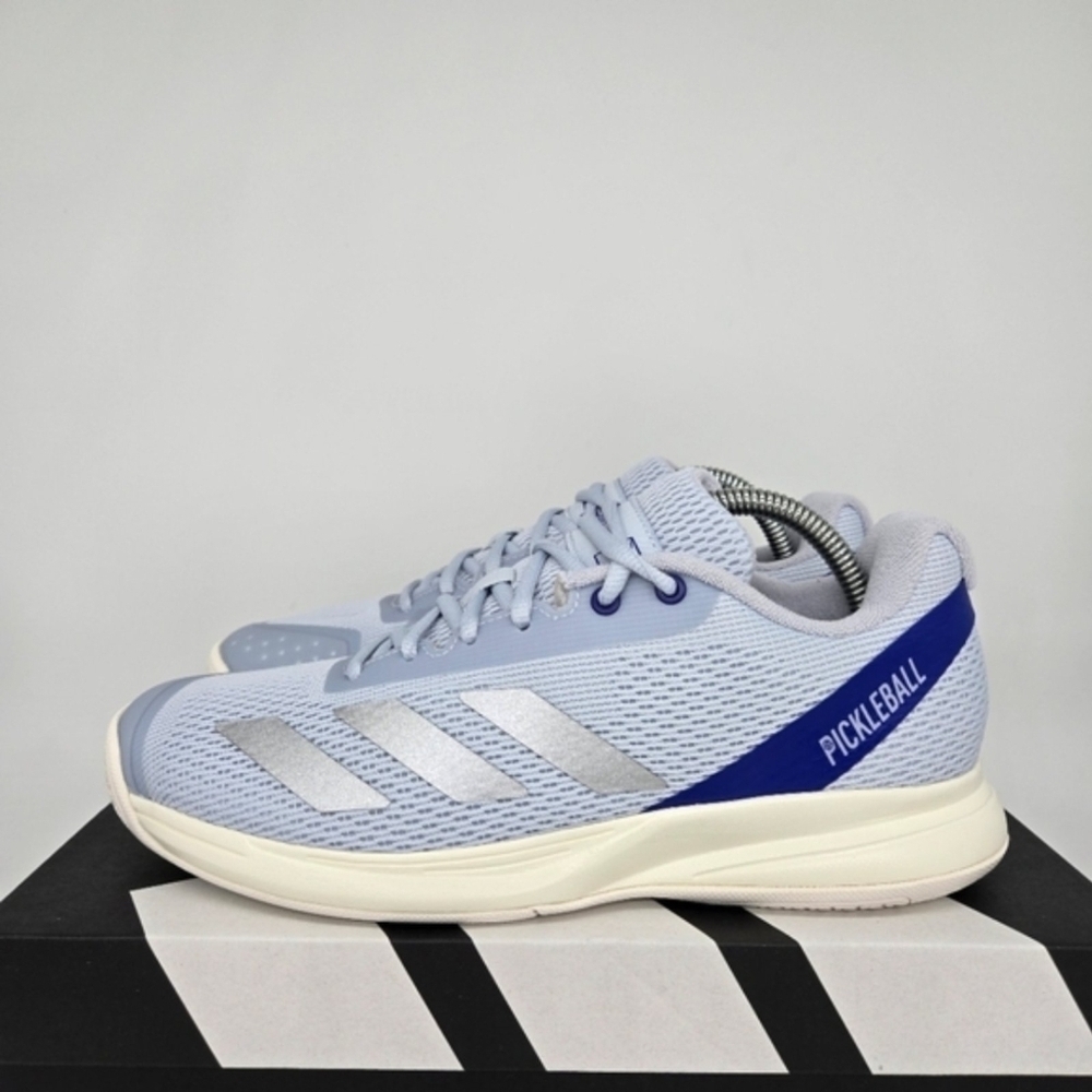 New adidas Pickleball Halo Blue Silver Metallic Women's Shoes Size 8.5